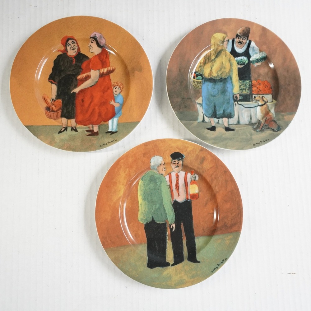 WIlliams Sonoma Guy Buffet Tuscan Storefronts Porcelain Plates 3 Germany‎ 8.25"